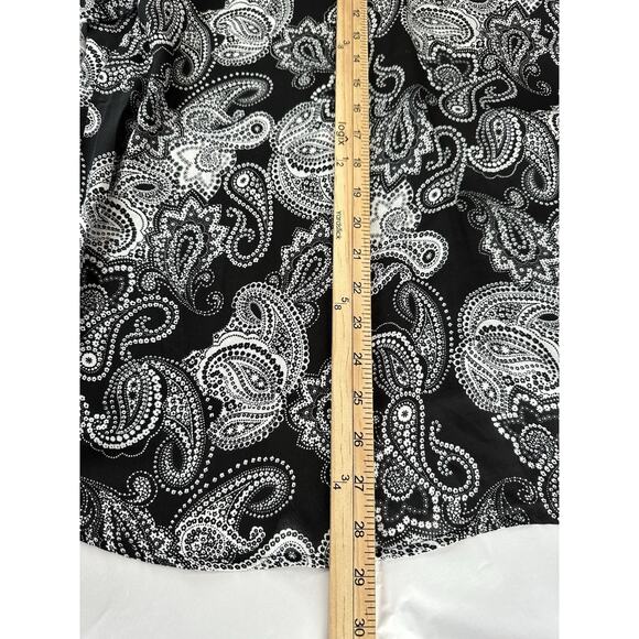Floral & Ivy Black & White Blouse Sz 1X Paisley Print Button Up V-Neck - Picture 11 of 14
